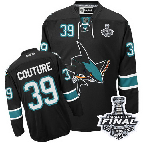 Youth Reebok San Jose Sharks 39 Logan Couture Authentic Black Third 2016 Stanley Cup Final Bound NHL Jersey